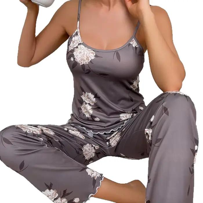 Pyjamas pour femmes, camisoles, gilets, pantalons, décontractés et élégants, adaptés à la tenue à la maison de style européen et américain