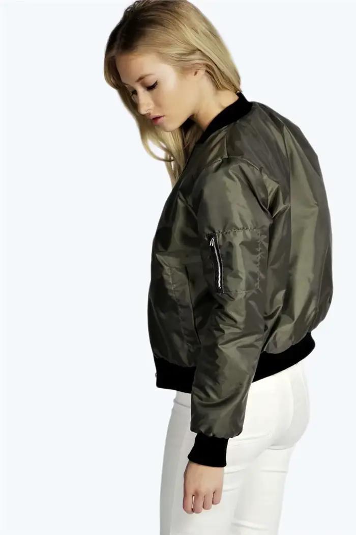 Jesenné nové krátke bundy pre ženy Vintage high street okrúhly golier Bomber žena móda zips dlhé rukávy