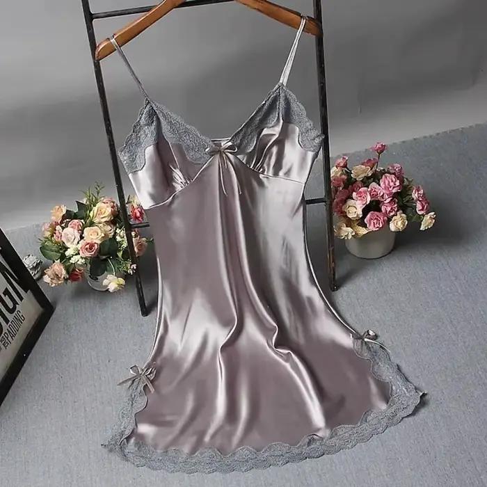 Sexy čipkovaná patchworková camisola lingerie nočná košeľa svadobné šaty z hodvábu nočné oblečenie