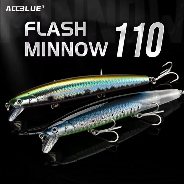 ALLBLUE-Leurre méné phosphorescent en plastique à suspension lente, appât ÉlwobJeff idéal pour la pêche au bar ou au brochet, 110mm, 5/8oz, 110