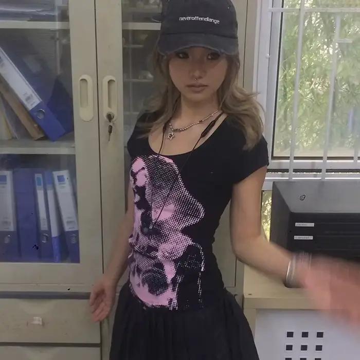 Tričko s krátkym rukávom japonskej estetiky