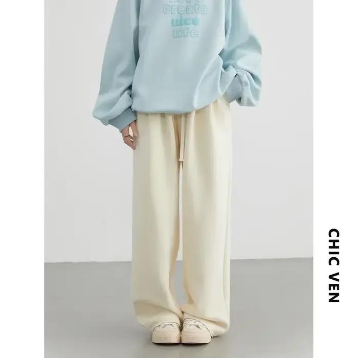 CHIC VEN nohavice pre ženy Streetwear pevné voľné nové šnúrkové športové