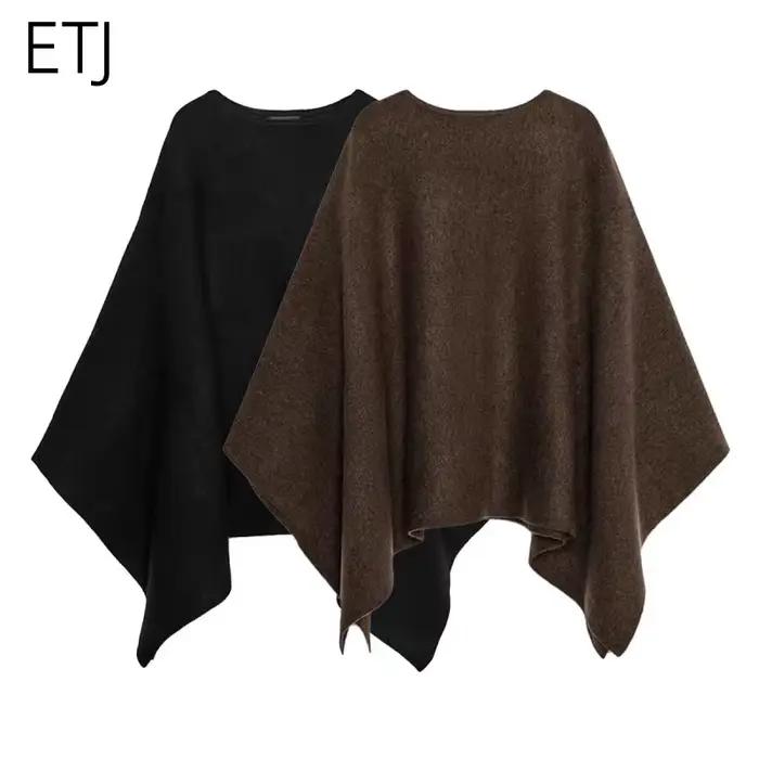 ETJ 2025 Nový módny oversized voľný pulóver s okrúhlym výstrihom a netopierími rukávmi