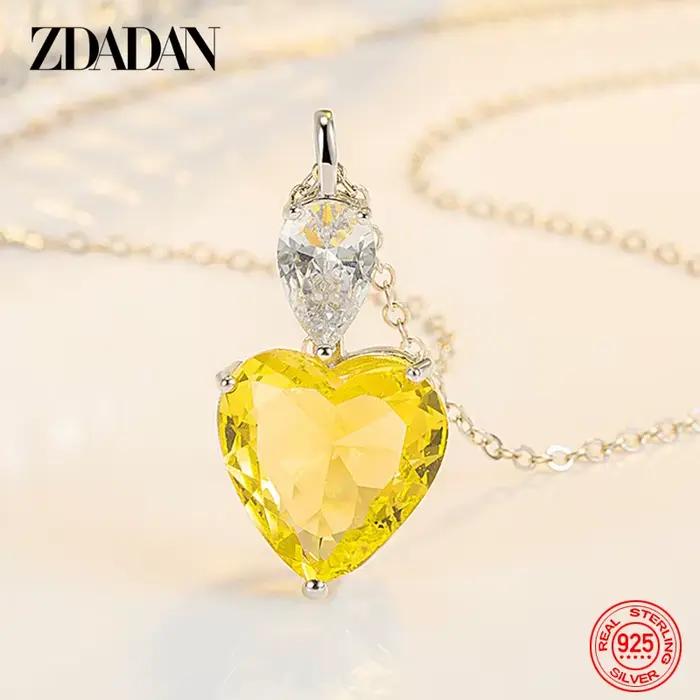 ZDADAN 925 strieborný ružový zirkónový náhrdelník reťaze pre ženy módne šperky