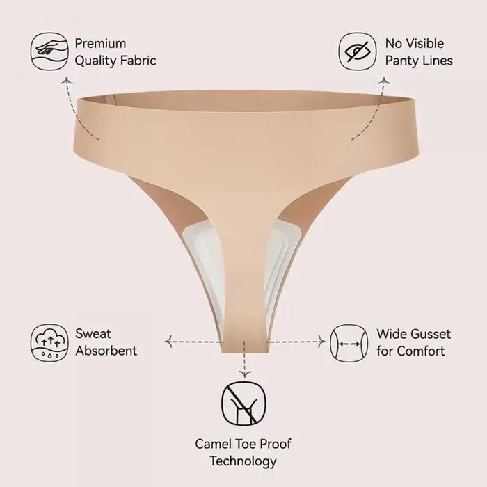Culottes string anti-camel toe pour femmes, sans couture, pour l'entraînement, le yoga, la course à pied et les leggings