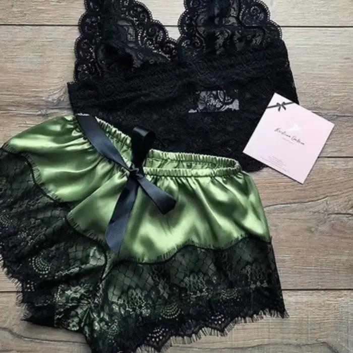 Pyjamas sexy pour femmes 2 pièces haut short ensemble vêtements de nuit vêtements dentelle pyjamas sous-vêtements lingerie
