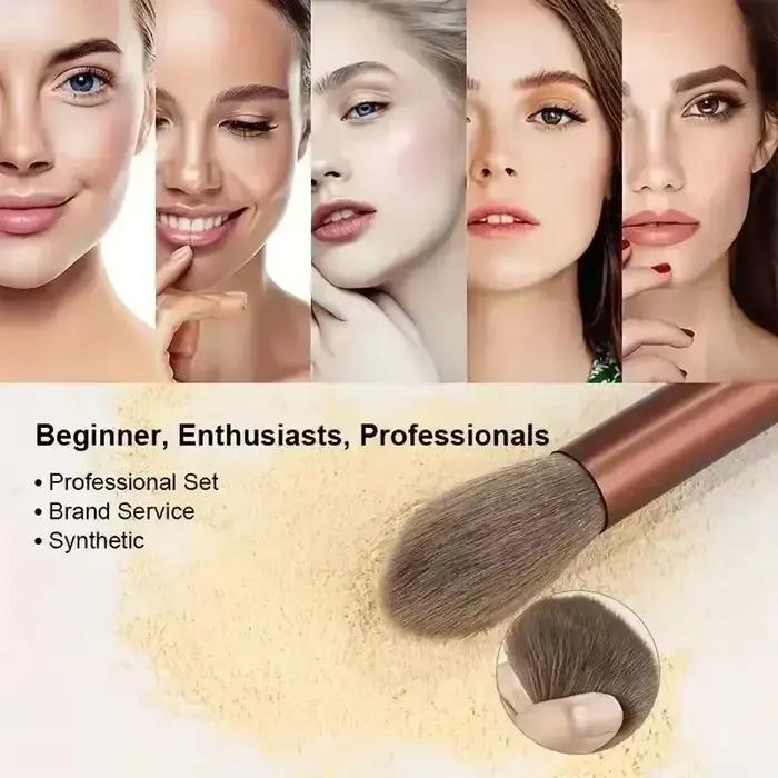 Sada mäkkých a nadýchaných profesionálnych kefiek na make-up