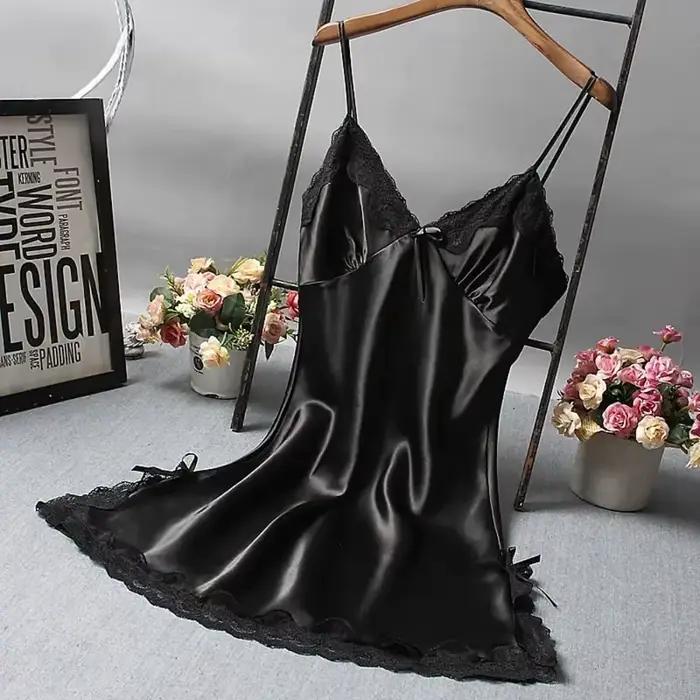 Sexy čipkovaná patchworková camisola lingerie nočná košeľa svadobné šaty z hodvábu nočné oblečenie