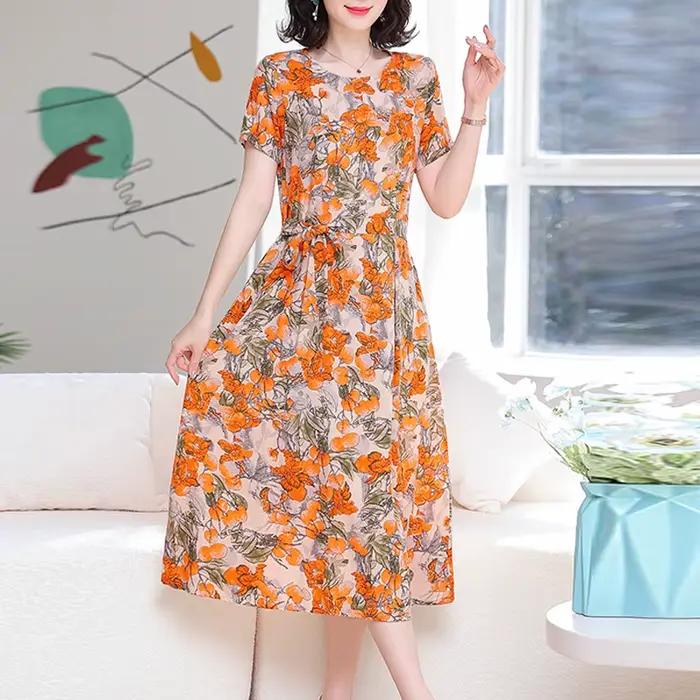 Robe viscosée bohème imprimée avec écharpes pour femmes grandes tailles occasions spéciales