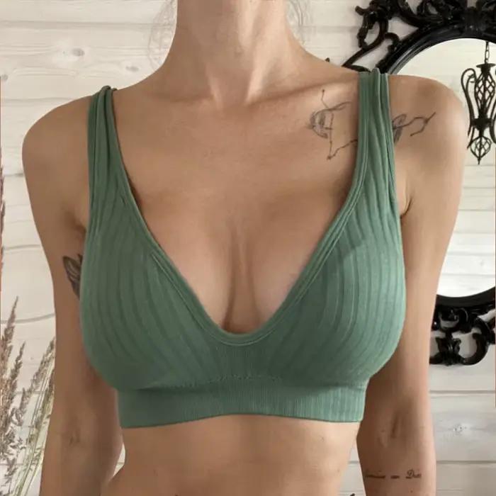 Ženy Sexy bezšvové vystužené hlboké V výstrih holý chrbát podprsenka Každodenná spodná bielizeň pre
