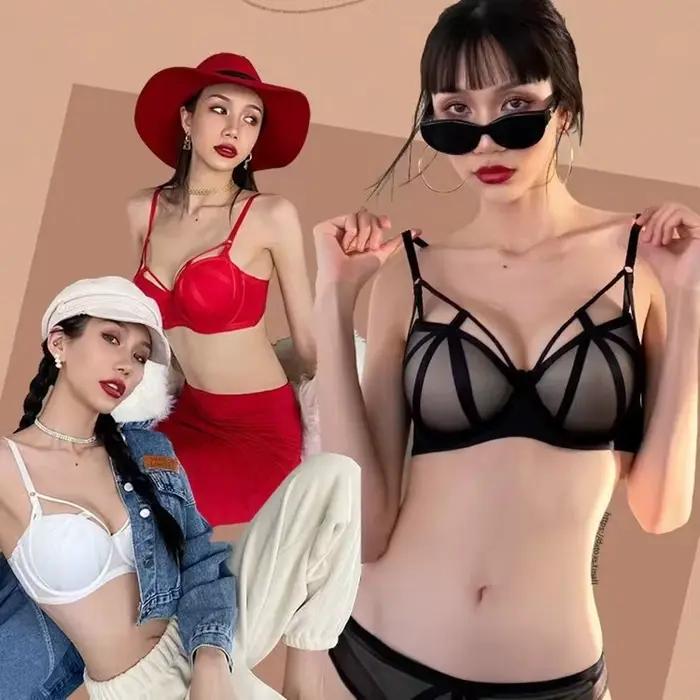 Lingerie Sexy pour femmes, petits seins rassemblés pour fermer la paire de seins, soutien-gorge haut, soutien-gorge en dentelle Anti-affaissement avec anneau en acier