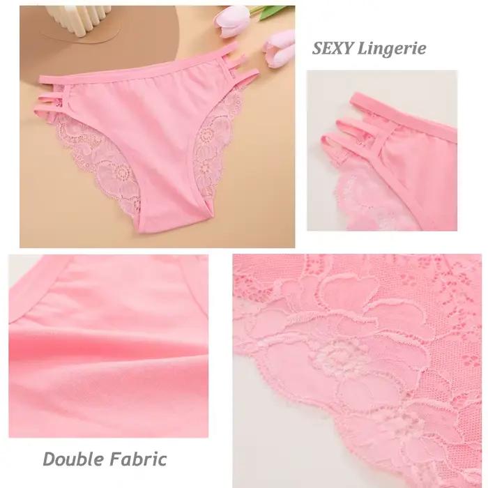 Culotte en dentelle florale pour femmes, 4 pièces/ensemble, slip Transparent et Sexy en dentelle, ajouré, taille basse, sous-vêtements féminins, Lingerie respirante, S-L