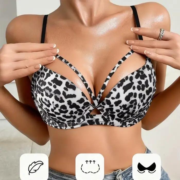 Sexy leopardový push-up podprsenka pre ženy