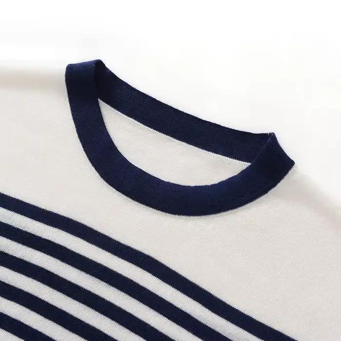 T-shirt féminin printemps été en laine et polyester décontracté à col rond pour femmes occassions spéciales