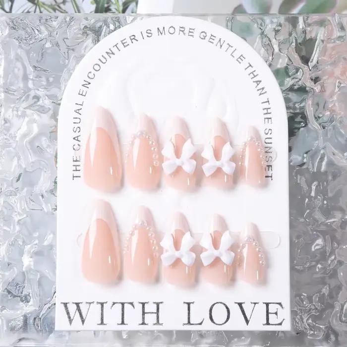 Faux ongles élégants en acrylique style maritime pour femmes occasions spéciales manucure professionnelle at home