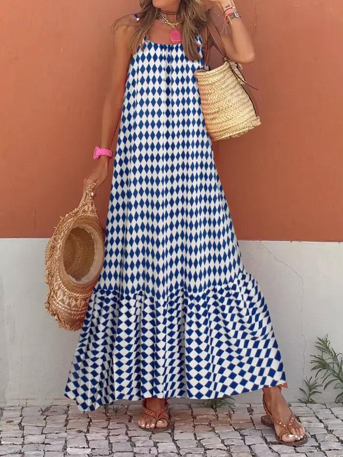 Camisole Bohème Femmes Imprimée Sans Manches Bretelles Spaghetti Mode Libre Plage Cocktail Été