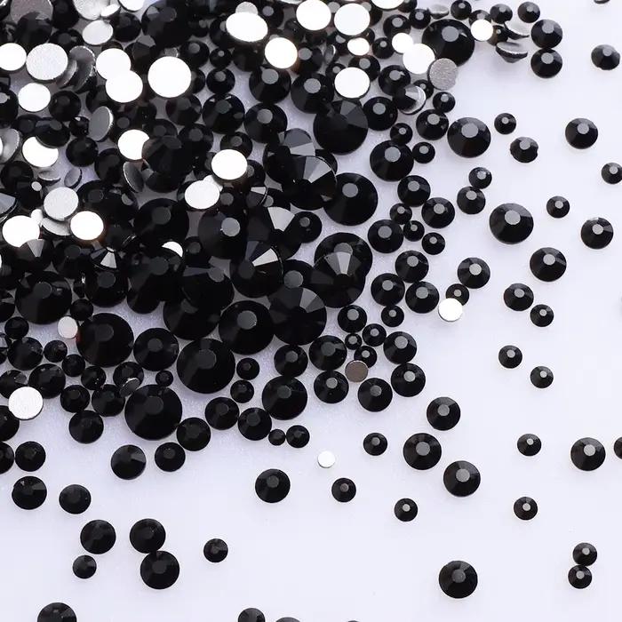 1440 kusov mix veľkostí sklenené ploché kamienky trblietky kryštál AB okrúhly diamant bez korekčného lepidla na kameň pre