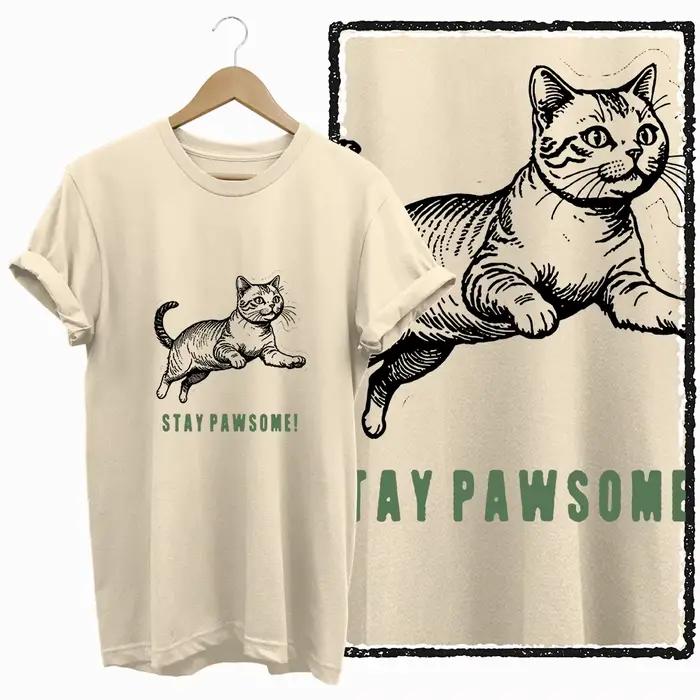 T-shirt féminin The Coolmind 100% coton avec motif chat design unique pour femmes junior style décontracté toutes saisons