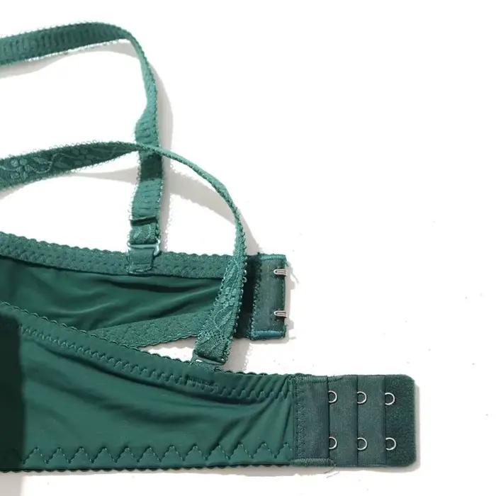 Beauwear - Vyšívaná zelená kvetinová podprsenka s príveskom