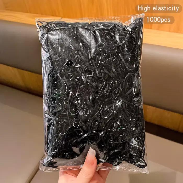1000 čiernych gumičiek elastických a odolných na každodenné použitie