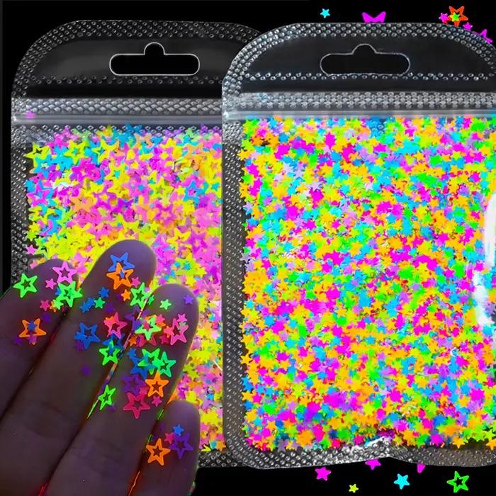 10g neónová hviezda/mesiac/tráva fluorescenčné nechty trblietky farebné hviezdicový dizajn