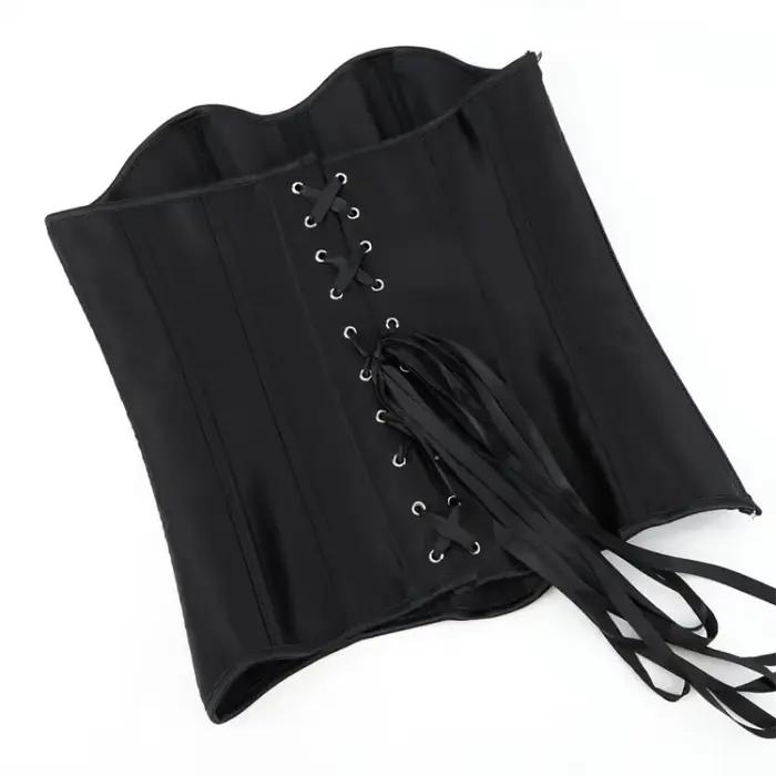 Femmes surbuste haut Corset noir blanc Satin Simple élégant Bustier gothique fermeture éclair taille Cincher Shapewear Sexy Korset