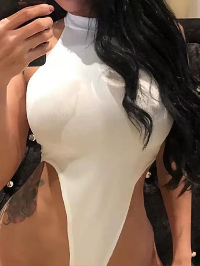 Sexy neonové obtiahnuté body bez rukávov s odhaleným chrbtom na leto