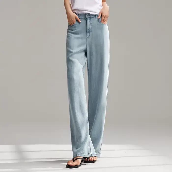 Jeans féminins Semir en lyocell à jambes larges, sensation de fraîcheur, coupe classique, confortable, polyvalent et flatteur pour femmes occasions estivales