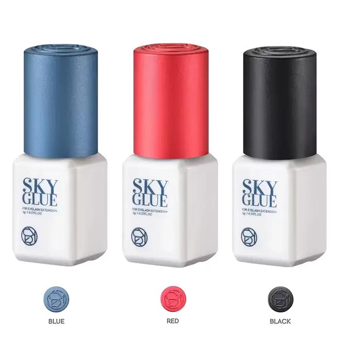 1 fľaša lepidla SKY na predlžovanie rias 5ml Originál Sky S + čierny červený modrý uzáver falošné riasy lepidlo nebo TD c