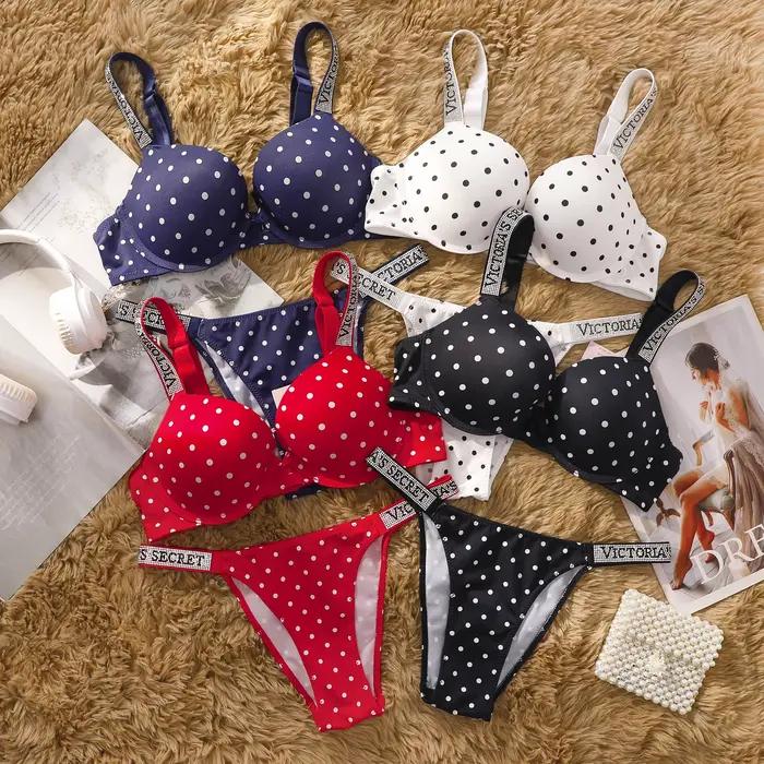 Victoria Secret – push-up podprsenka a nohavičky z čipky s bodkami pre ženy