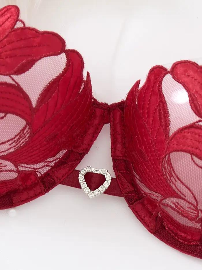 Ensemble de Lingerie en dentelle transparente, deux pièces, motif Floral exquis, soutien-gorge ultra-fin, slip, solide, exotique, pour dames, 23171A