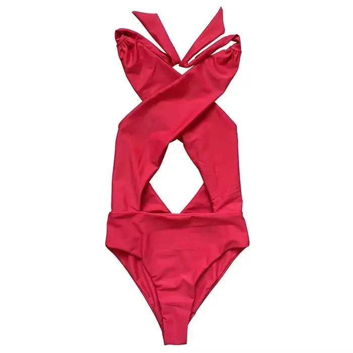 Maillot de bain une pièce, sexy, dos nu, col licou, culotte tanga, taille haute, monokini, pour femmes, tenue de plage, trikini, 2022