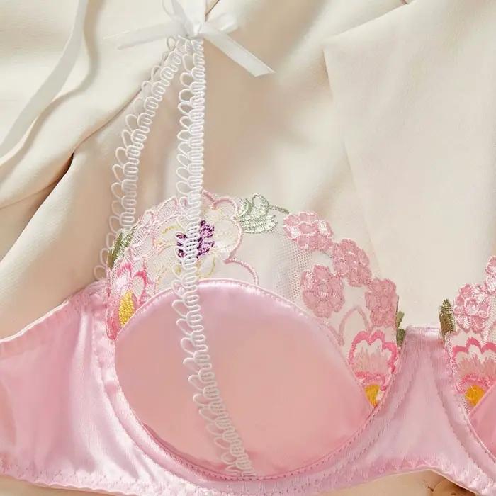 Ensemble soutien-gorge et culotte sexy pour femme, sous-vêtements transparents, mignon, exotique, broderie forale, costume 자옷 artenекек ». onderь.......