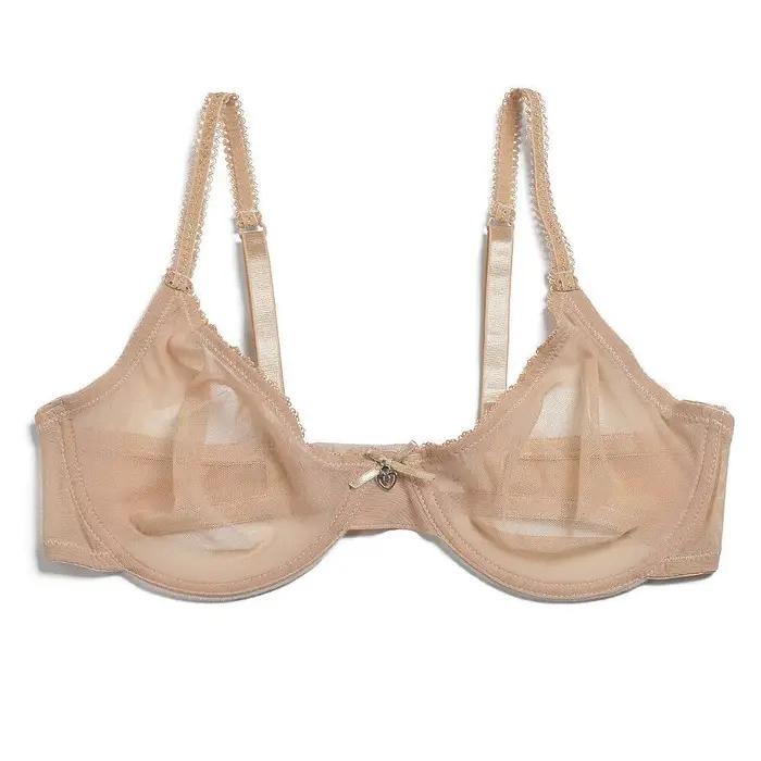 Nové ženy podprsenka dutá priesvitná sexy gázová sieťka transparentná ultra tenká