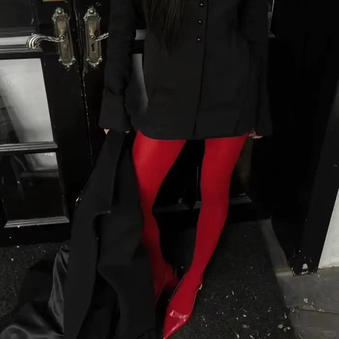 Collants transparents rouges pour femmes, lingerie mince, collants d'hiver, leggings en dentelle, corsage, chaussettes sexy pour dames, nouveau