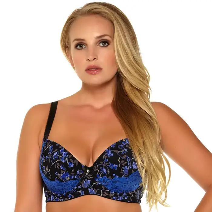 Soutien-gorge pour femmes, sous-vêtements, grande poitrine, Push Up, Sexy, dentelle, imprimé, Lingerie, coupe 3/4, grande taille 32-46, D-DD-DDD-E-F-G