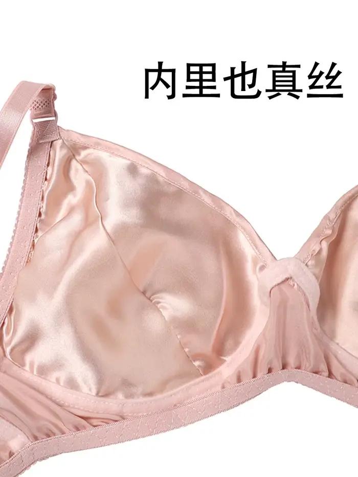 Soutien-gorge anti-choc 100% soie de mûrier, ultra-fin, grande taille, sans armature, oreilles de lapin