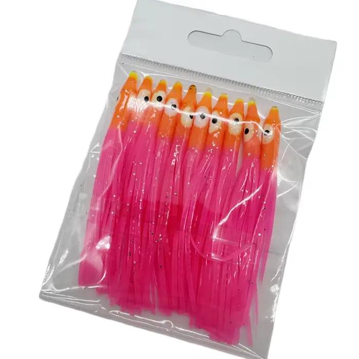 5 sacs * 7.5 cm lumineux PVC poulpe calmar jupes gabarit aiguille pêche à la traîne leurre pour l'eau salée pour la pêche en rivière et au lac