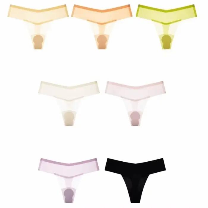 Culotte string transparente en soie glacée pour femme, sous-vêtement fin pour le yoga et le fitness, culotte d'été taille basse sans couture pour fille