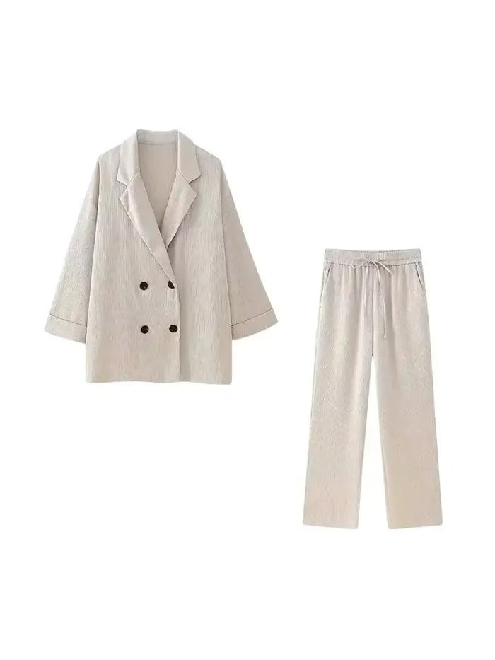 Dvojradový voľný blazer pre ženy