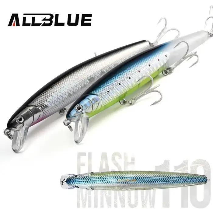 ALLBLUE-Leurre méné phosphorescent en plastique à suspension lente, appât ÉlwobJeff idéal pour la pêche au bar ou au brochet, 110mm, 5/8oz, 110