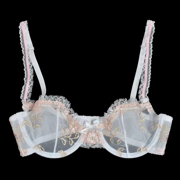 YANDW Nouveau femmes sexy soutien-gorge dentelle florale broderie transparent ultra mince 70 75 80 85 90 95 100 A B C D E F EU US UK Taille Standard