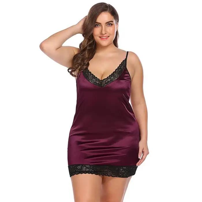 2020 mode vêtements d'été pour les femmes Sexy pure sans manches Lingerie chemises de nuit Homewear élégant dentelle Satin chemise de nuit vêtements de nuit