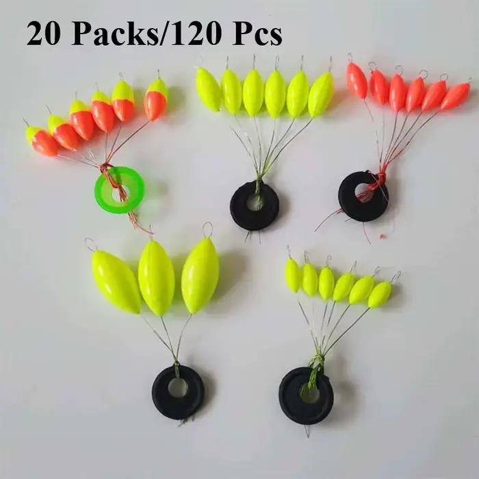 120 pièces flotteur de pêche sept étoiles Double couleur en forme d'olive flotteur Bobber haricots accessoires de pêche flotteurs traditionnels sept étoiles