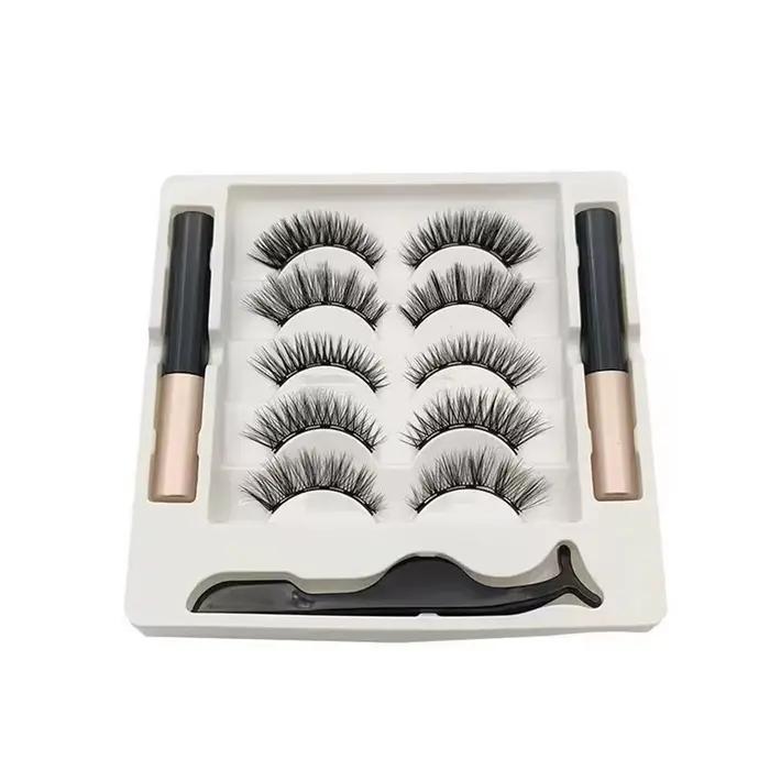 5 párov 5 magnetických rias Eyeliner pinzeta sada 3D prírodné umelé norkové riasy falošné