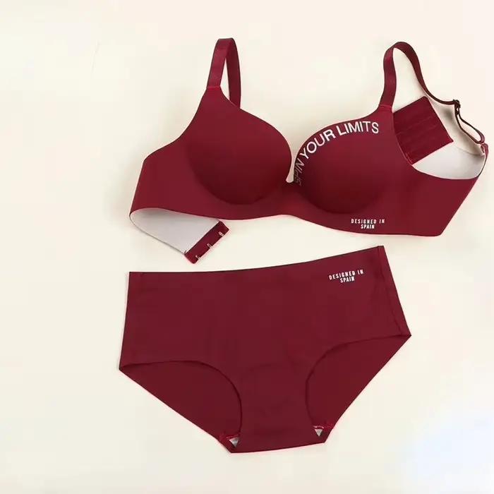 Femmes une pièce mode lettre soutien-gorge sans trace sans anneau en acier rassembler soutien-gorge Sexy Push Up Bralette sous-vêtements sans couture femmes ensemble de soutien-gorge