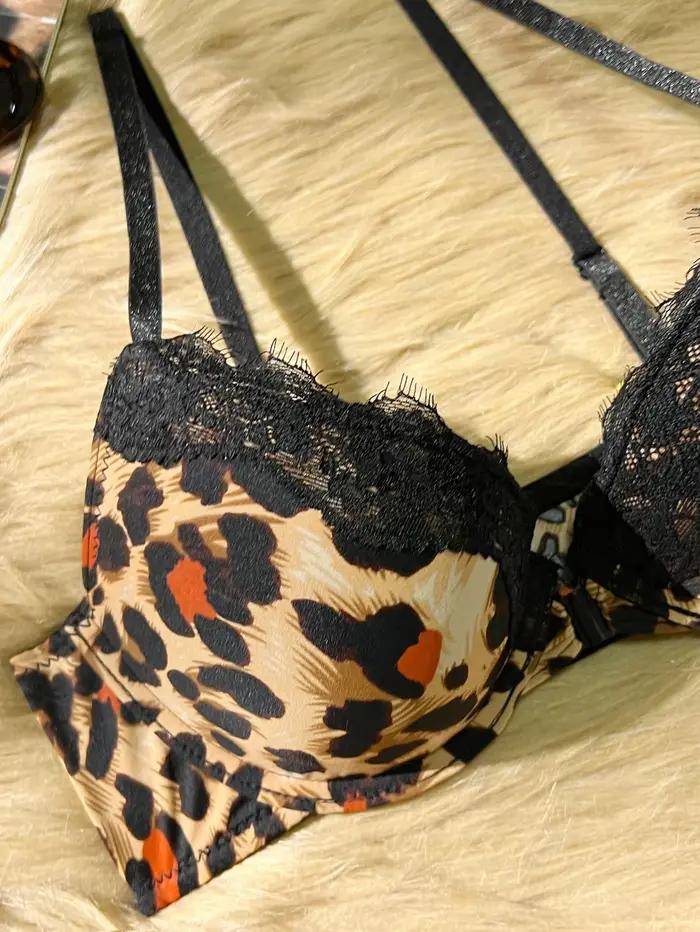 Sexy leopardí podprsenka pre ženy s čipkou