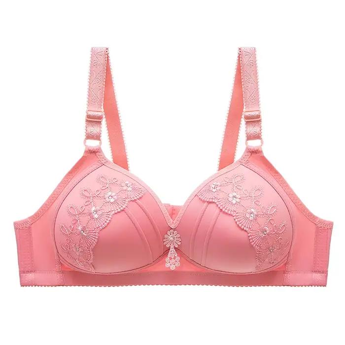 Soutien-gorge de Style gilet transfrontalier pour femmes d'âge moyen et âgées, sous-vêtements froncés confortables sans fil en Poly dentelle