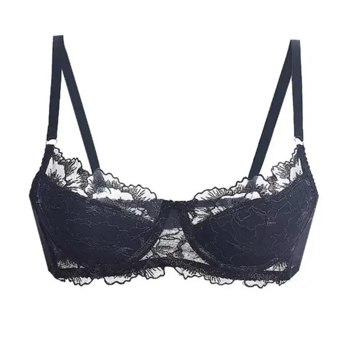 Ensemble de Lingerie Sexy en dentelle brodée pour femmes, avec petits seins, push-up et Anti-affaissement, Ultra-fin, beau ensemble de soutien-gorge au dos