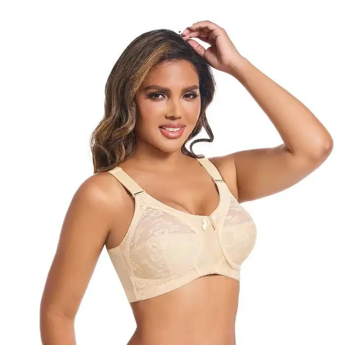 Soutien-gorge Ultra-fin non rembourré pour femmes, grand minimiseur, grande taille, en dentelle, Sexy, sans doublure, couverture complète, bretelles réglables sans fil, Lingerie
